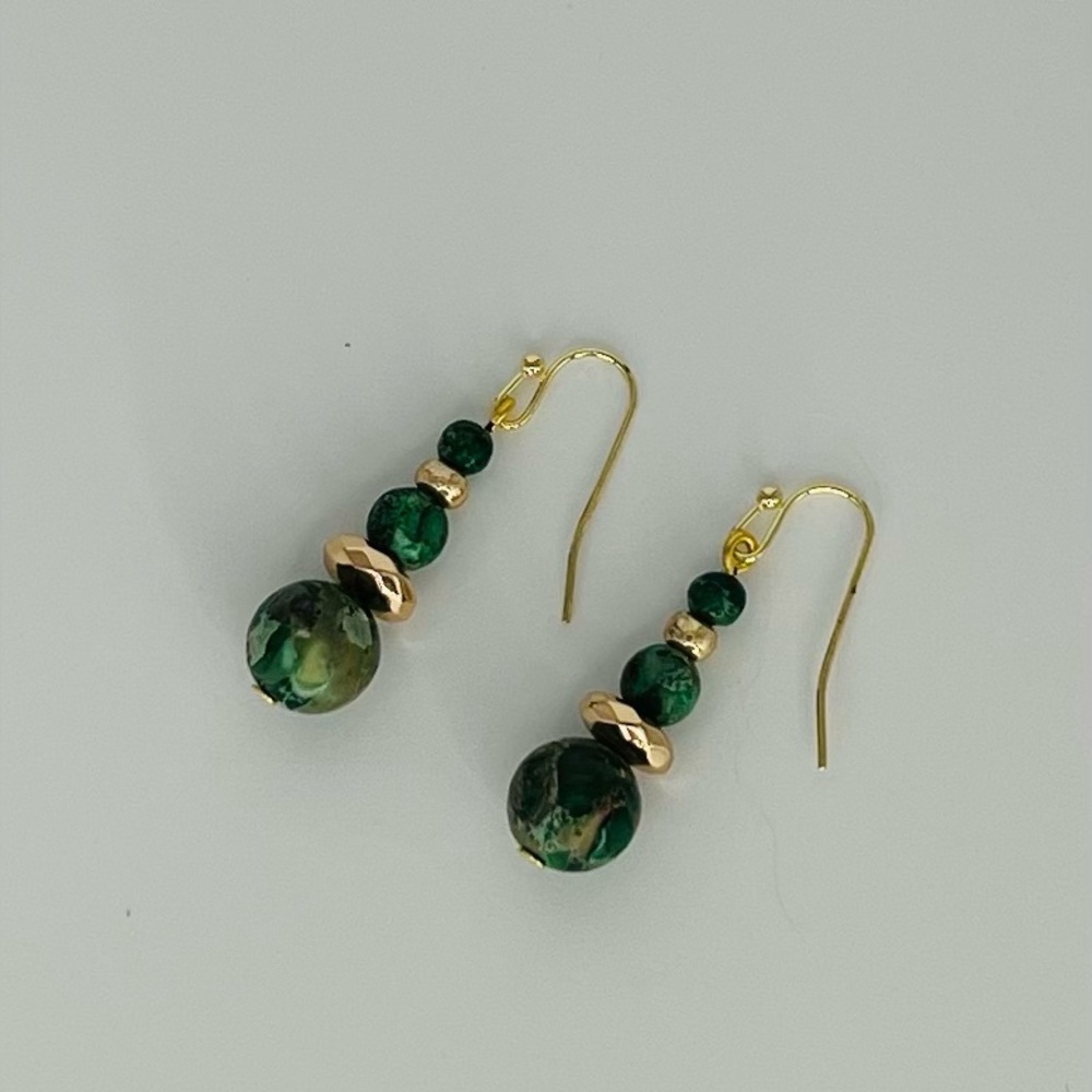 Marble and Gold Dangle Earrings